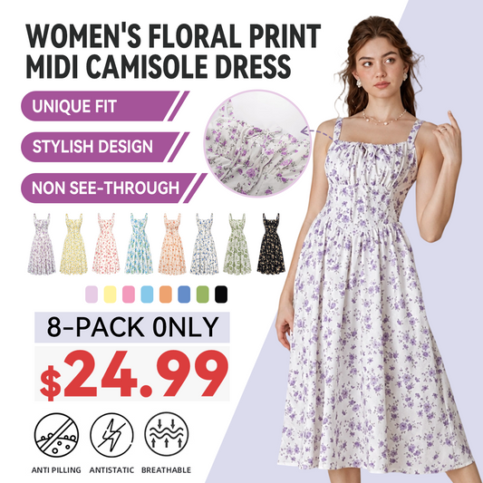 🔥 Women's Floral Print Midi Dress – Flattering Fit, Lightweight Comfort & Timeless Style